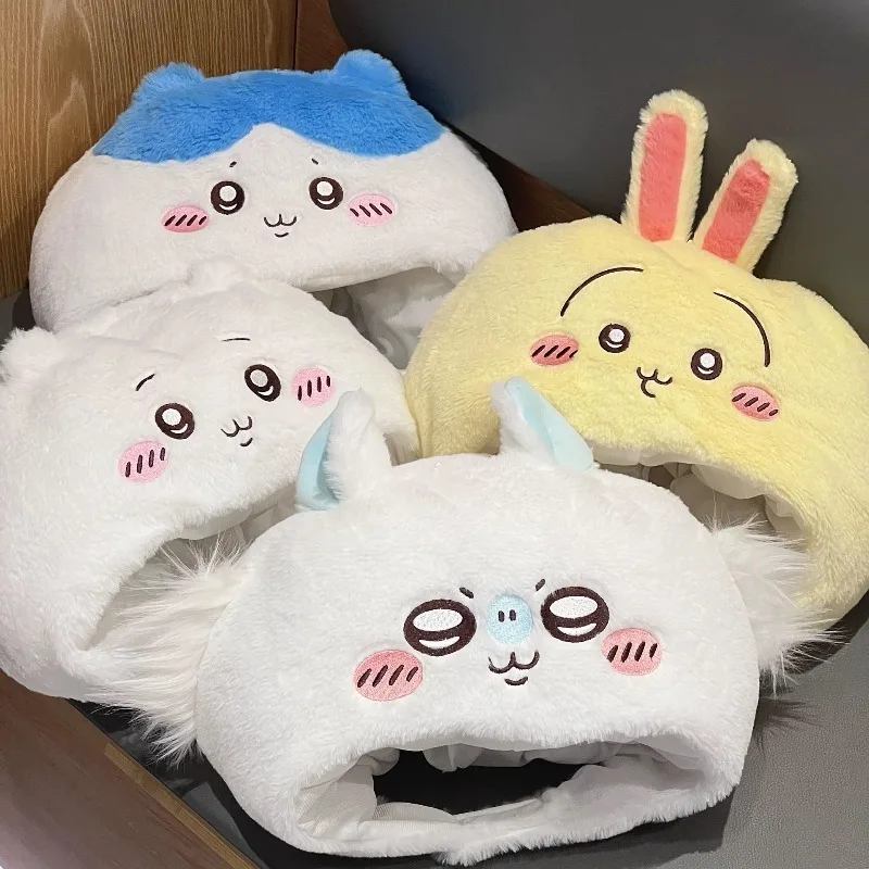Cute Cartoon Anime Chiikawa Plush Hat Vlog Take Photos and Clock in Hood Winter Warm Hat Hachiware Usagi Kawaii Send To Friends