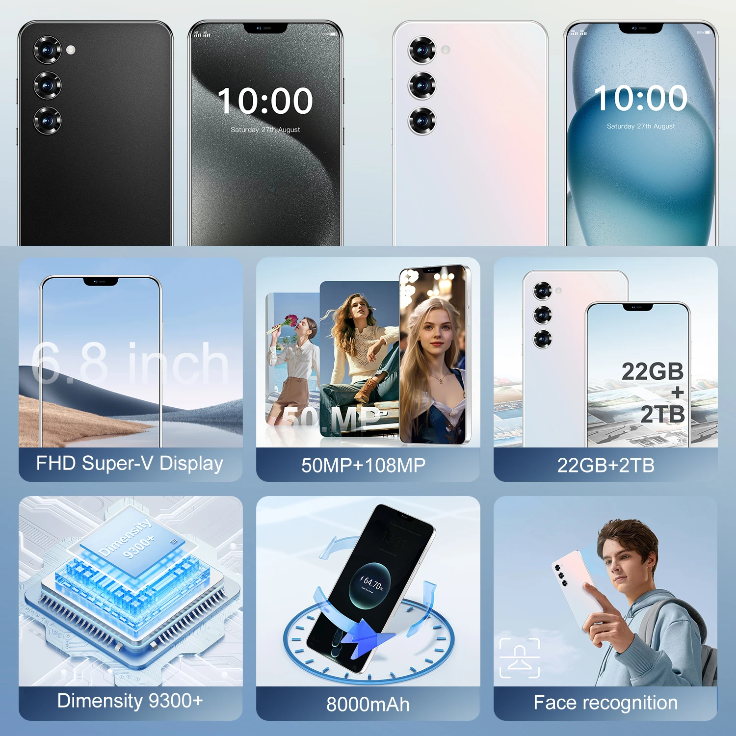 2025 New Smartphone S24+ Android 5G 6.8