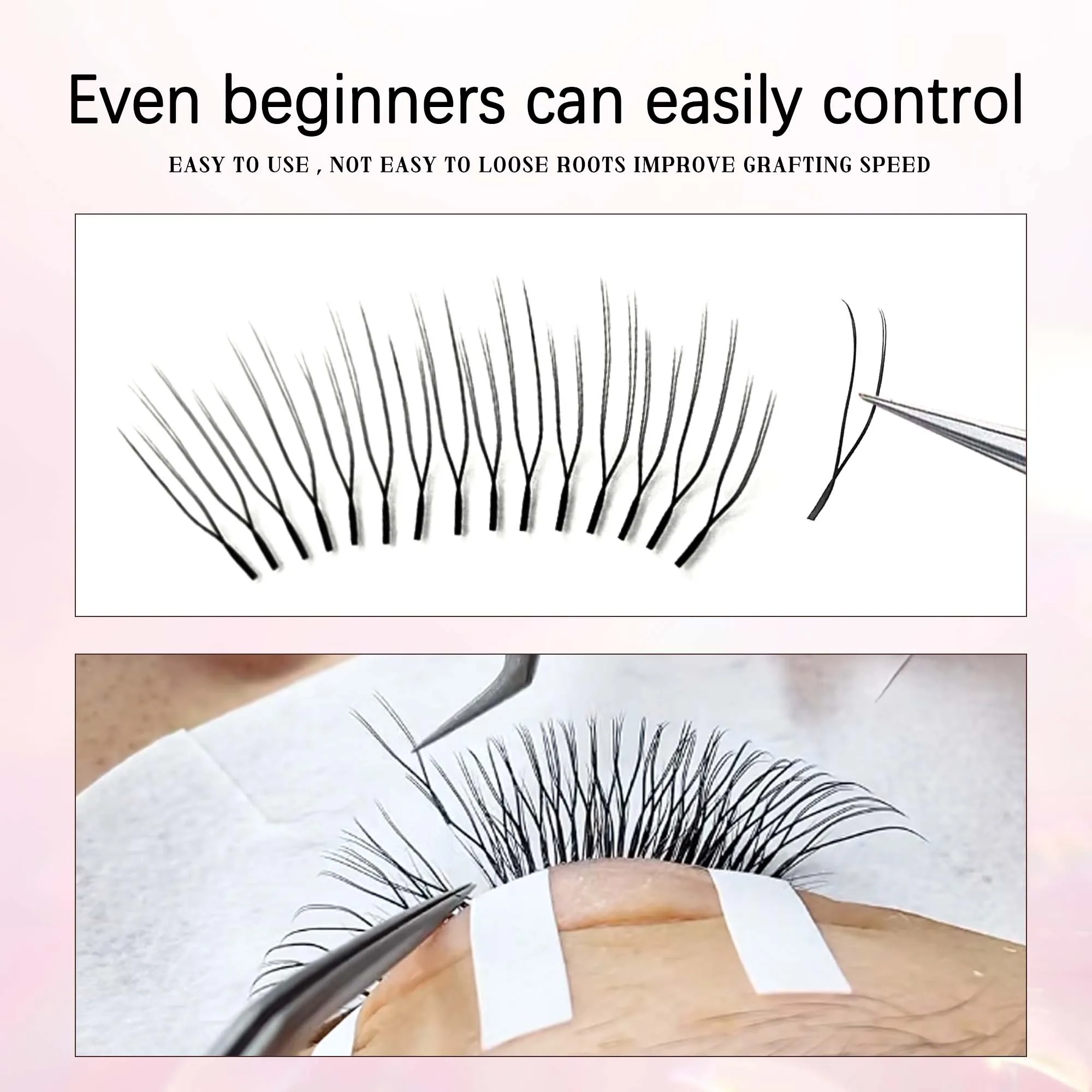 CoMango Lekki równoległy kwiat w kształcie litery U rzęsy YY hybrydowa technologia objętości włókna cilios super miękki gotowy wentylator do przedłużania