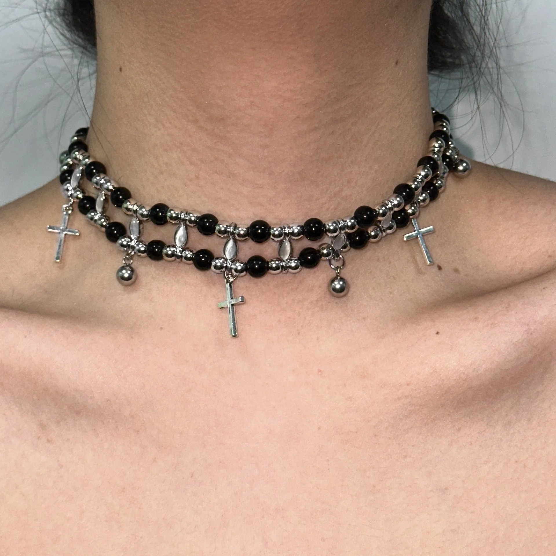 قلادة عصرية على شكل جرس متقاطع حلوة ورائعة للنساء سلسلة ترقوة مكدسة مخصصة #1