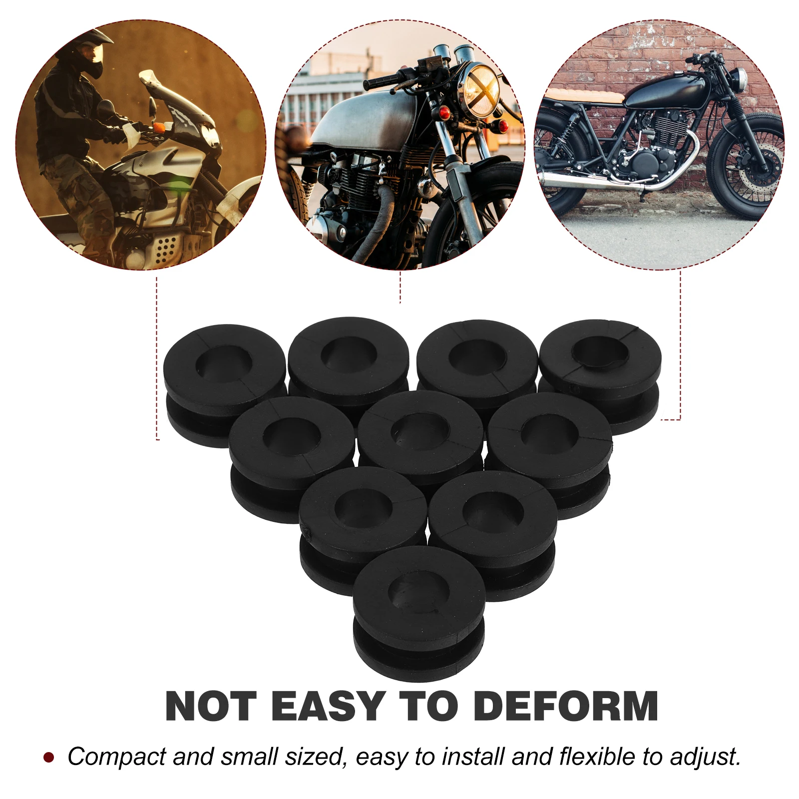 

10pcs Rubber Gaskets Motorcycle Replacement Round Grommets Washers Plastic Pads Stylish Design Lightweight Durability