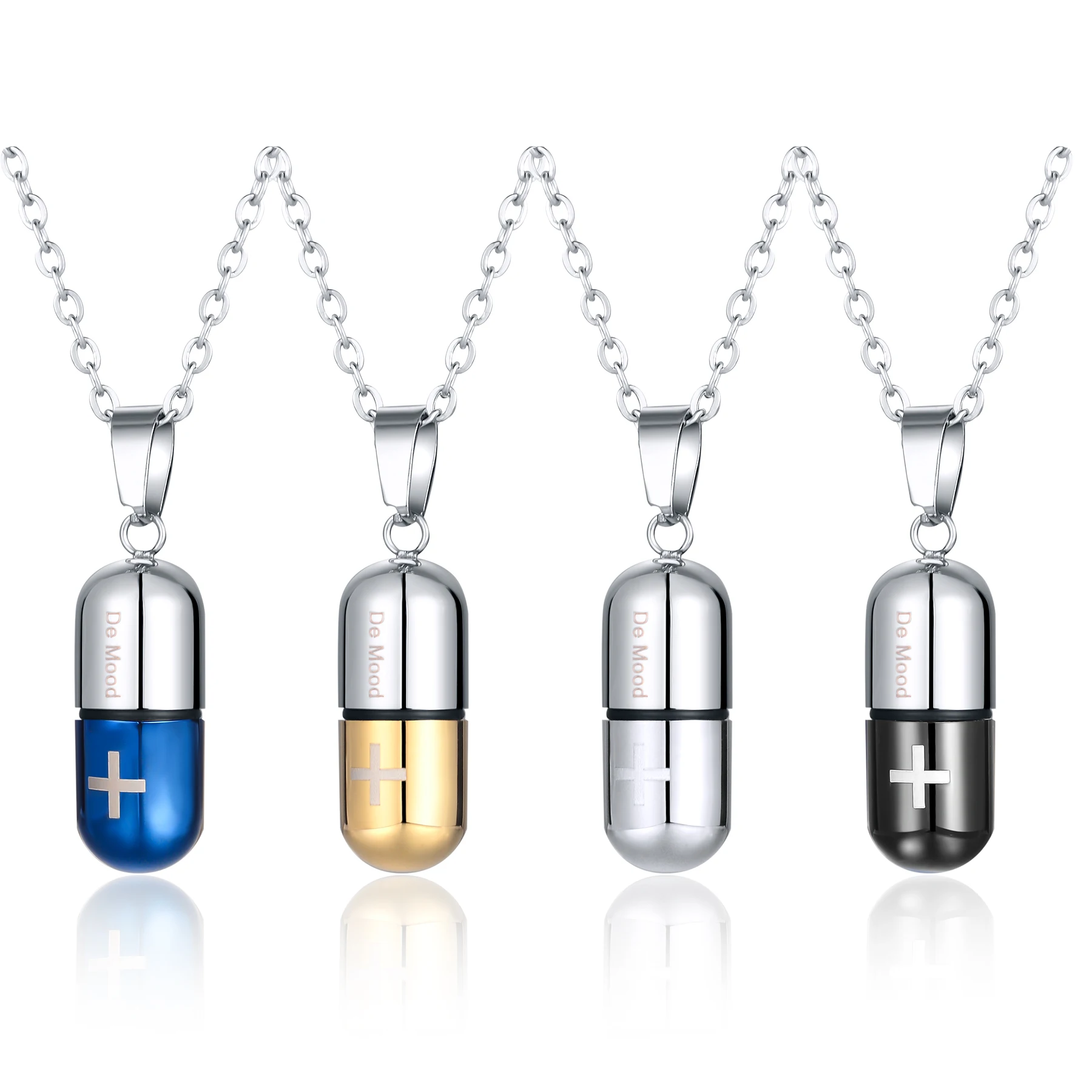 Stainless Steel Jewelry Cross Capsule Medicine  Pills Pendant Cremation Urn Necklace for Ashes Bottle Pendant for Ash Jewelry