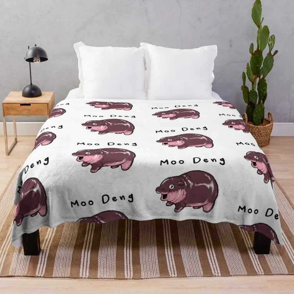 

Moo Deng Throw Blanket Soft Bedroom Blanket for Night Sleeping