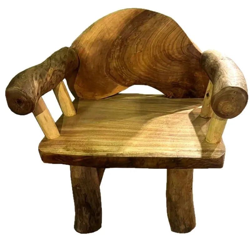 

Log solid wood sofa chair camphor single board creative single double tea B & B club three people
