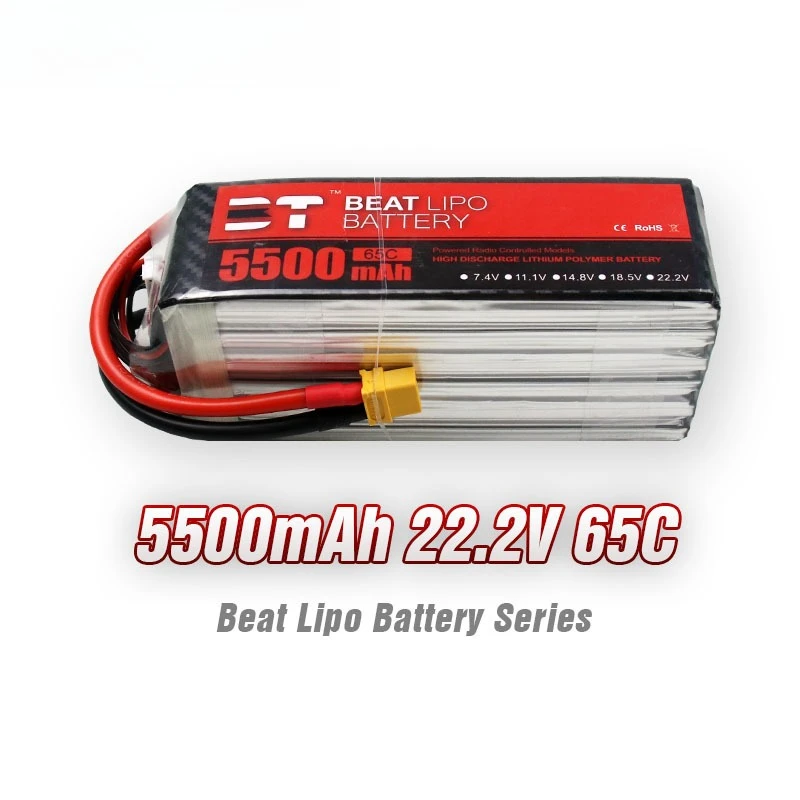 22.2V 5500mAh 6S 65C Lipo Battery High Performance RC Drone Airplane FPV Racing Battery for UAV Models XT60 Plug T Plug Battery