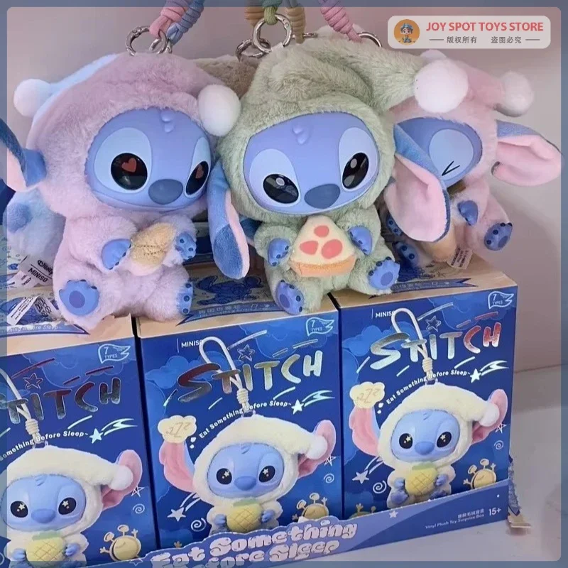 Miniso New Stitch Eat Some Thing Before Sleep Series Виниловая слепая коробка Сумка Подвеска Милая плюшевая кукла Mystery Box Игрушка-сюрприз Подарки