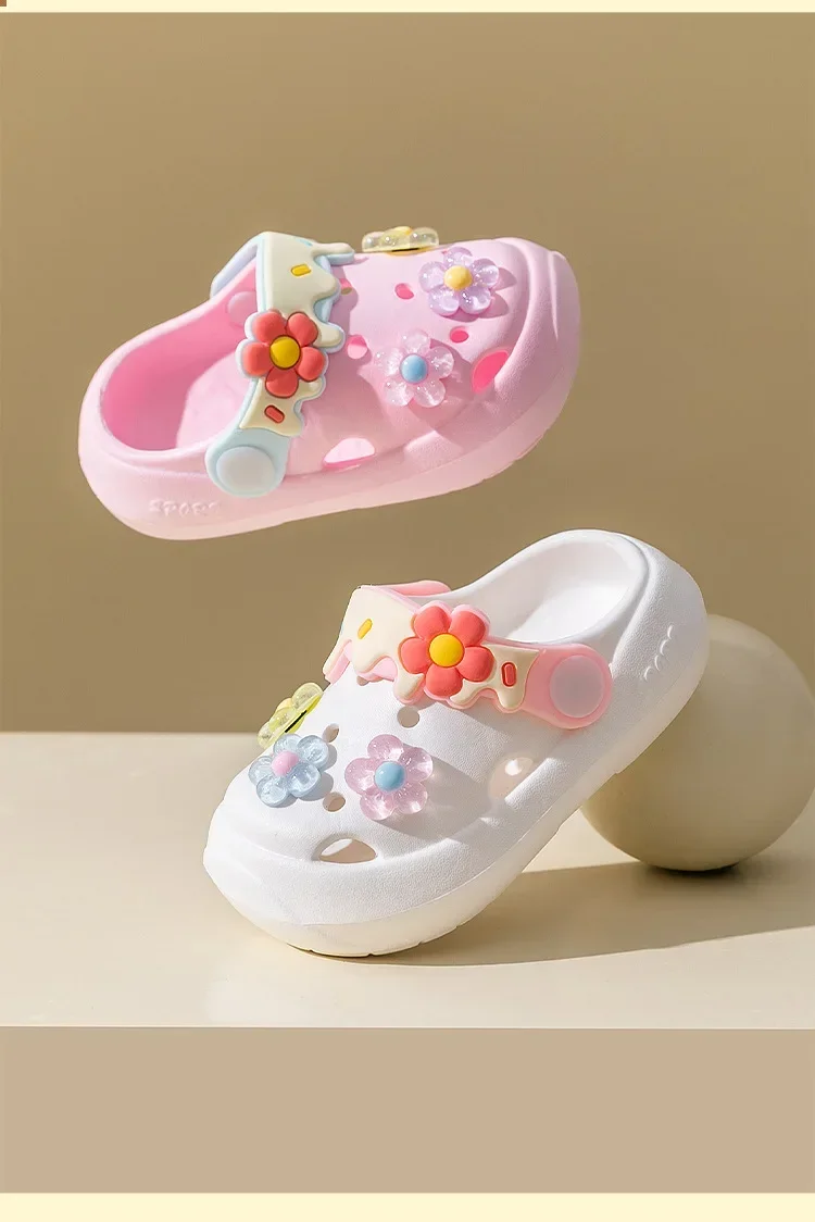 Sommer Kinder Hausschuhe Baby Neue Nette Blumen Weiche Sohle Sandalen Innen Weiche Anti Slip Mädchen Sandalen Loch Schuhe Kinder Strand Schuhe – Detail 2