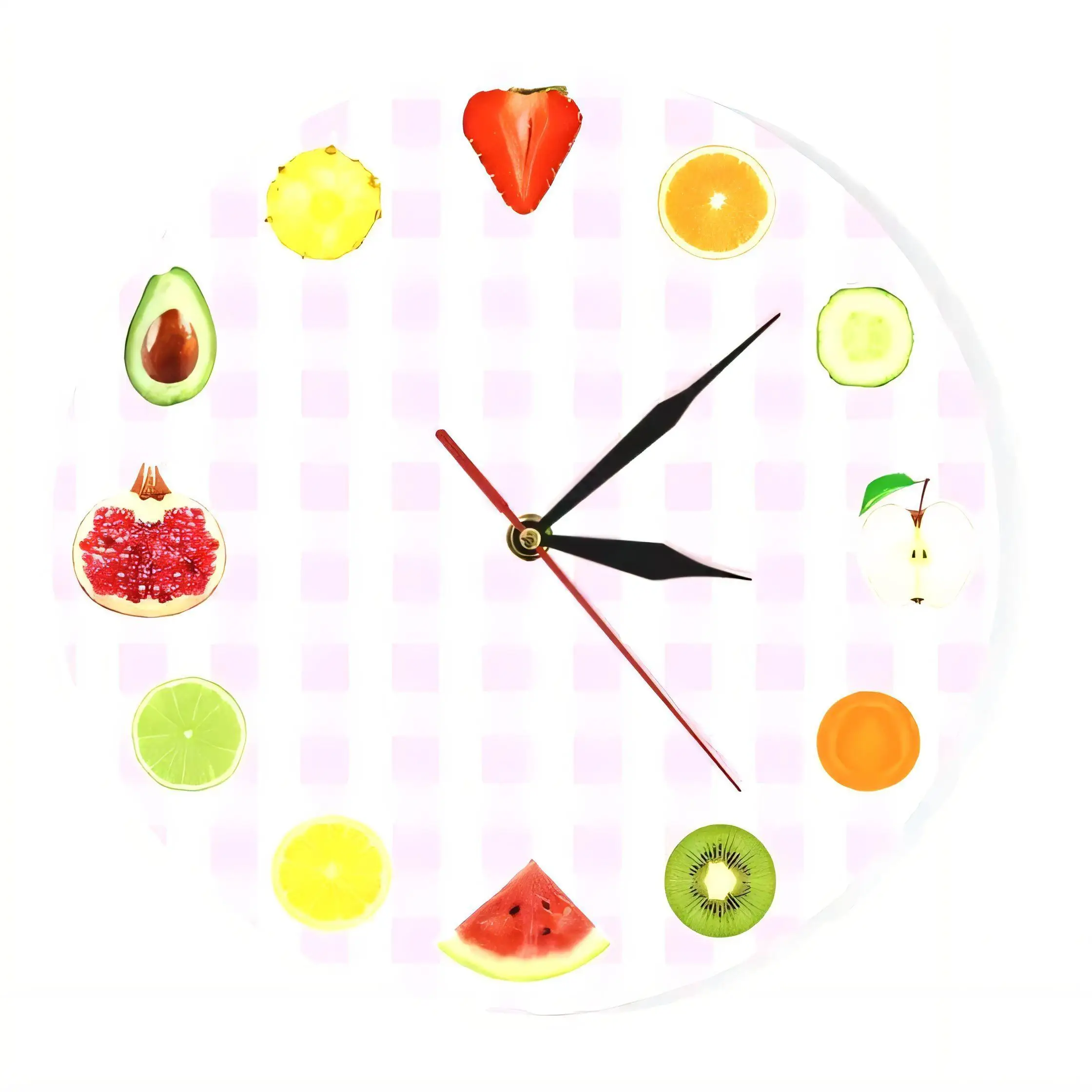 Whimsical Fruit Vegetable Wall Clock  Kitchen Decor Silent Non Ticking Battery Operated Colorful Home Ornament 128 Bytes