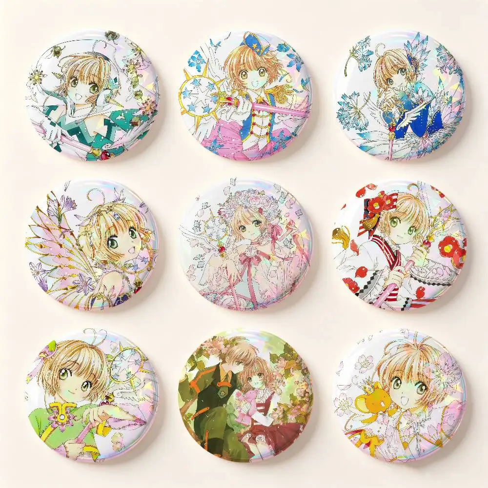 Cardcaptor Sakura Cartoon Badges 25 32 44 58 75 Mm Round Cosplay Pin Bag Decor Fans Collect Friends Gifts Brooch Souvenir