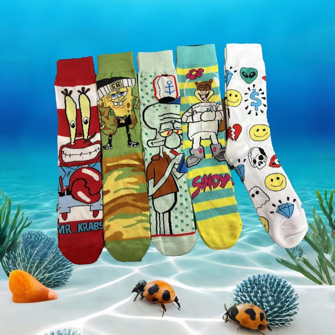 

1/5 Pairs of Cartoon Anime Series Cute Tall Socks Knitted Unisex