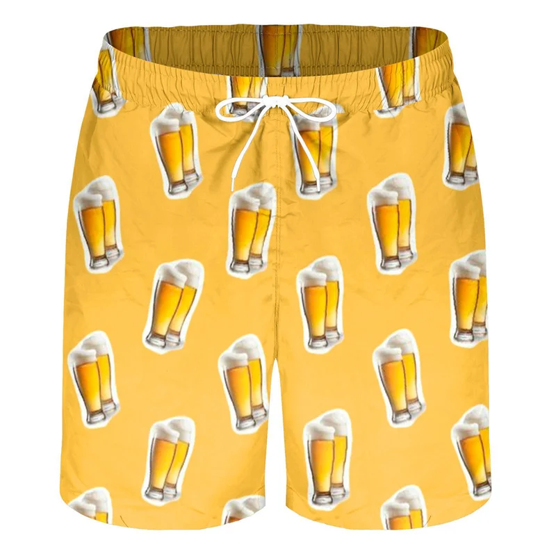 

Funny Beers 3D Printed Beach Shorts For Men Boys Quick Dry Surfing Board Shorts Summer Vacation Streetwear Loose Swim Trunks