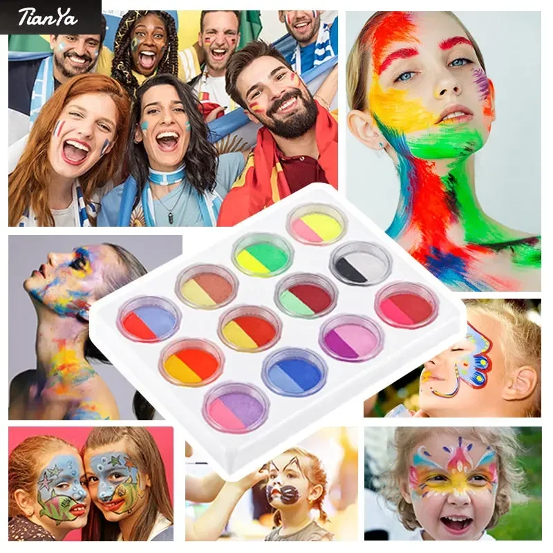 Free Ship 24-color Box Water Soluble Oil Color Face Color Body Art Painting Halloween Fluorescent DIY Stage Makeup Painting