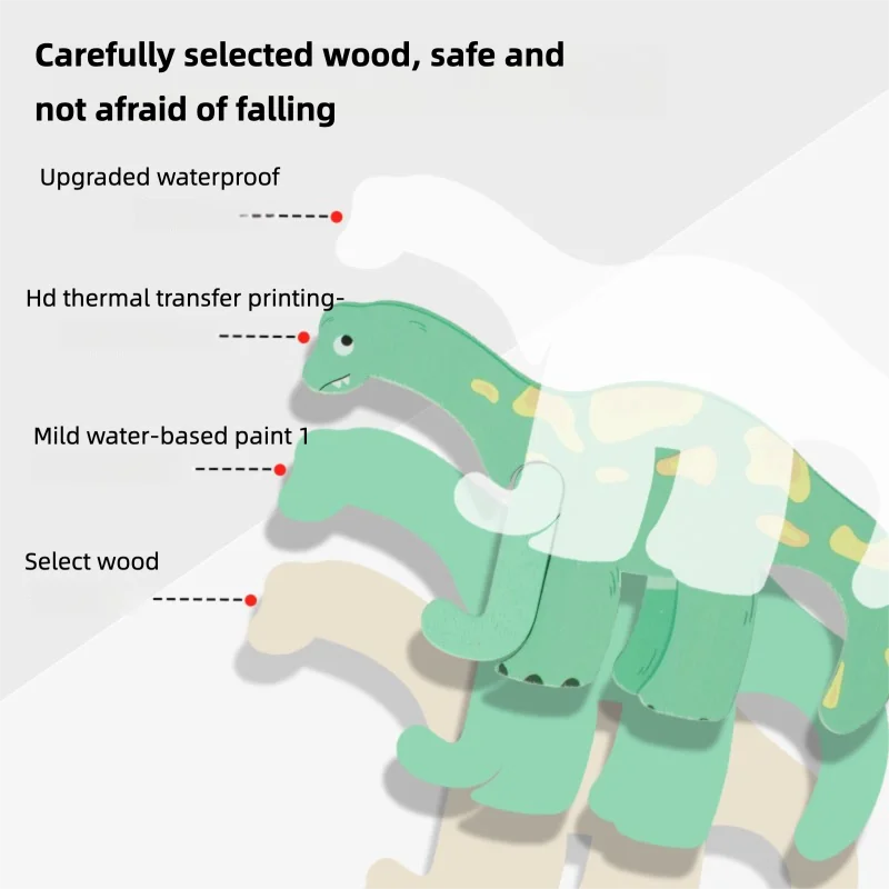 木製の創造的な恐竜の26文字、幼児教育パズルおもちゃ、啓蒙学習ゲーム、子供の教育