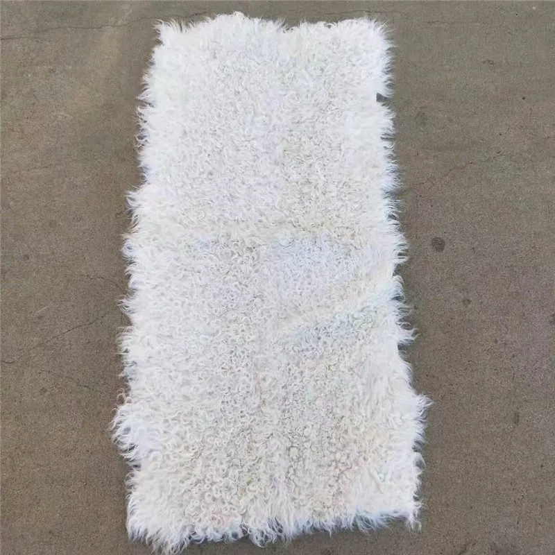 Wholesale Mongolian small Curly Lamb Fur plate Tibet Lamb Fur rugs custom size and colors