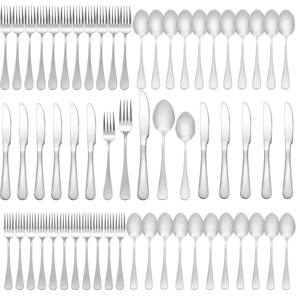 

Silverware Set 60 Piece Stainless Steel Flatware Set Silverware Utensils for 12 People Includes Forks Knives Spoons & Salad Fork