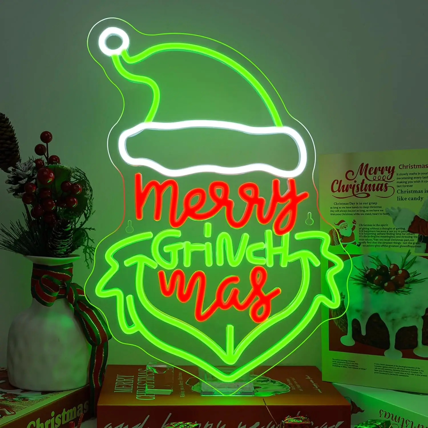 Letrero de neón de Navidad, luz de neón LED regulable por USB para Pub, fiesta, Bar, monstruo caprichoso, decoración del hogar de Año Nuevo, regalo de luz de Navidad