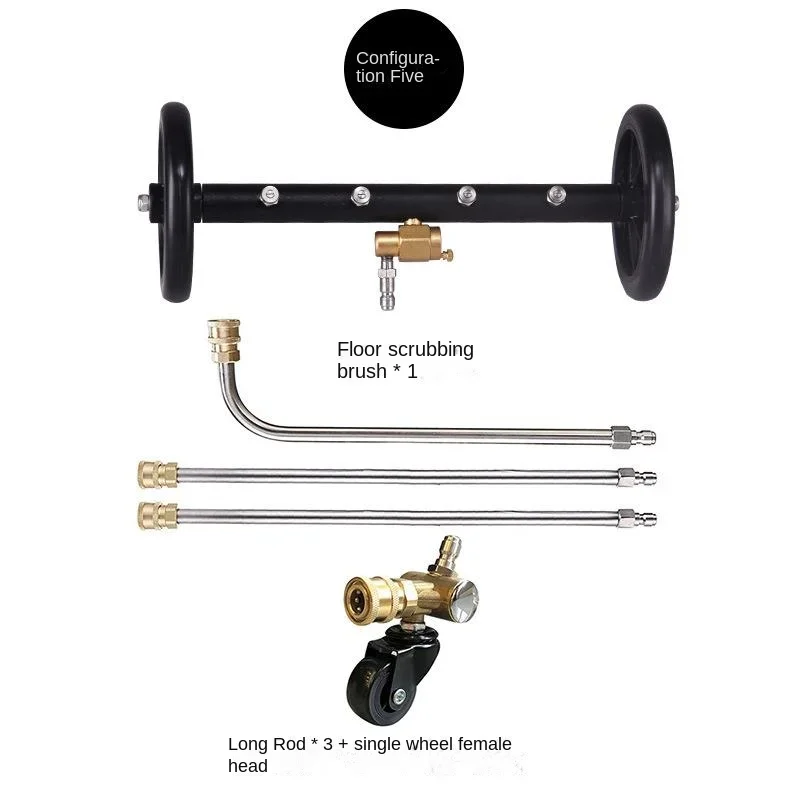 Dual function adjustment high pressure cleaner accessories 1/4 quick plug car chassis cleaner 4000psi car bottom brush