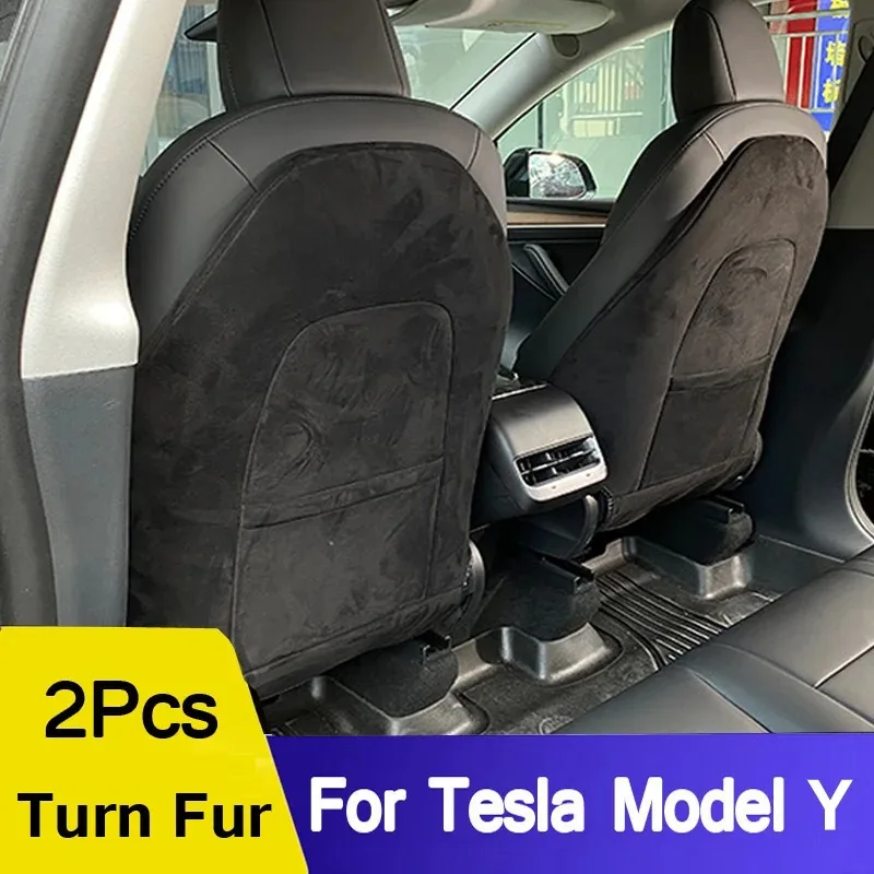 

Seat Backrest Anti-Kick Pad For Tesla Model Y & Mode 3 Car Seats Back Cover High Quality Turn Fur Leather Protector Clean Mat