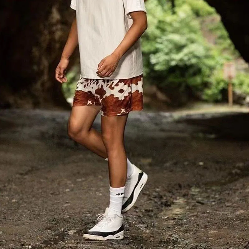 Casual Men's Team Basketball Shorts Leopard Print Pants Retro Breathable Sportswear Vintage Letter Summer Harajuku Short Pant