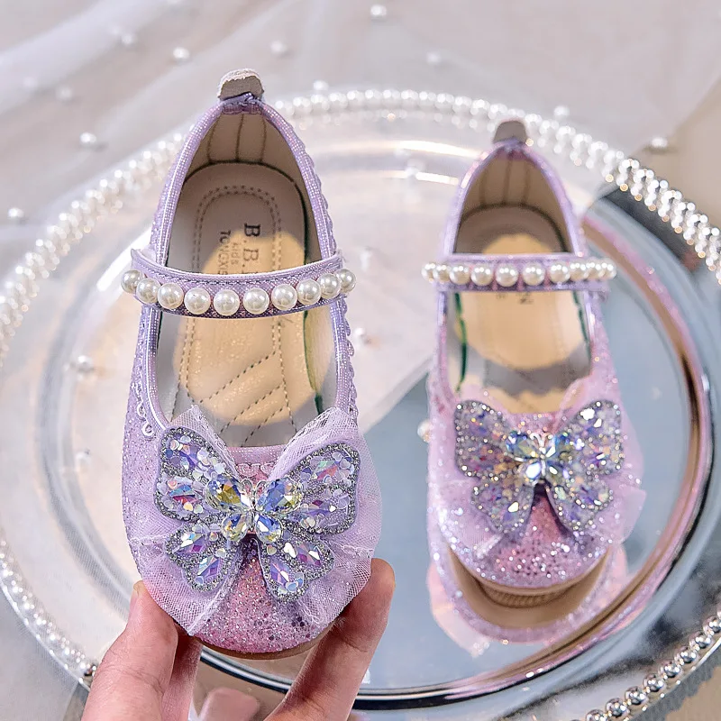 Mädchen Glitzer Strass Schmetterling Perlen Mary Jane Ballerinas Rutschfeste Weiche Sohle Kleinkind Mädchen Hochzeit Party Prinzessin Festliche Schuhe – Detail 15