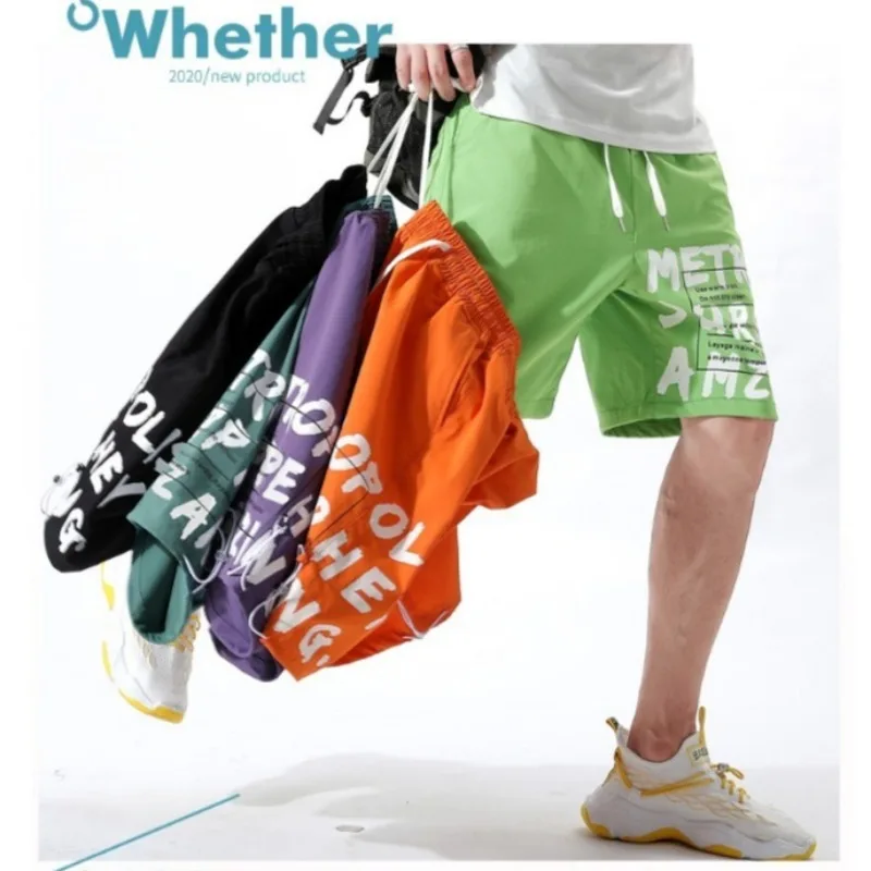 

Casual Sporty Short Shorts for Men Summer Vacation Beachwear Thin Loose Fit Five-Quarter Length Pants Man Shorts Streetwear
