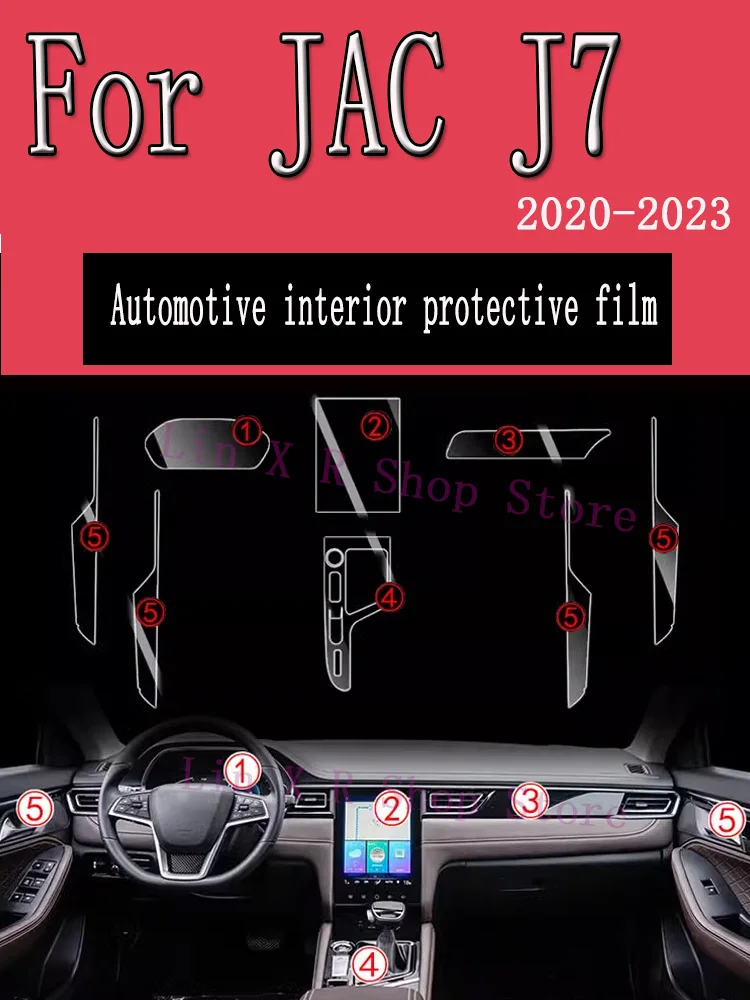 

For JAC J7 2023 2022 Automotive Interior Screen Protective Film TPU Anti-Scratch Gear Panel Dashboard Navigation Sticker Protect