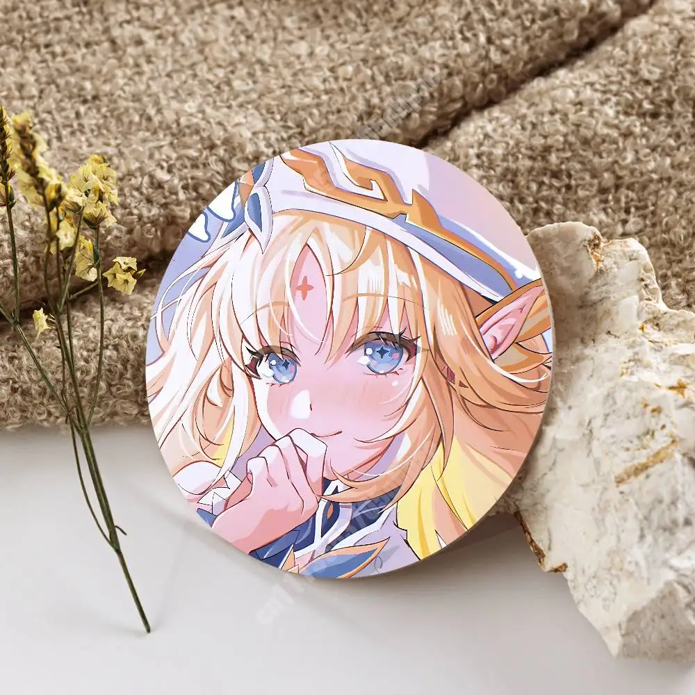 Nicole Reeyn Genshin Impact Wooden Cup Mat Cappuccino Vodka Juice Water Coaster for Flower Shop