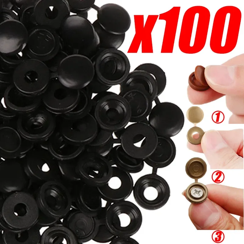 100/50Pcs Nails Screw Caps Cover Plastic Protective Anti-rust Buckle Screw Cover Cross Screw Folding Caps Auto Accessories