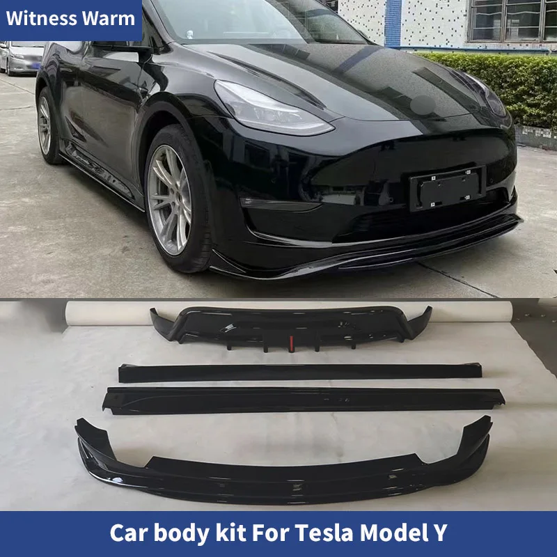 

ABS Bright Black Front Bumper Lip Rear Diffuser Splitters Side Skirts for Tesla Model Y Car Body Kit