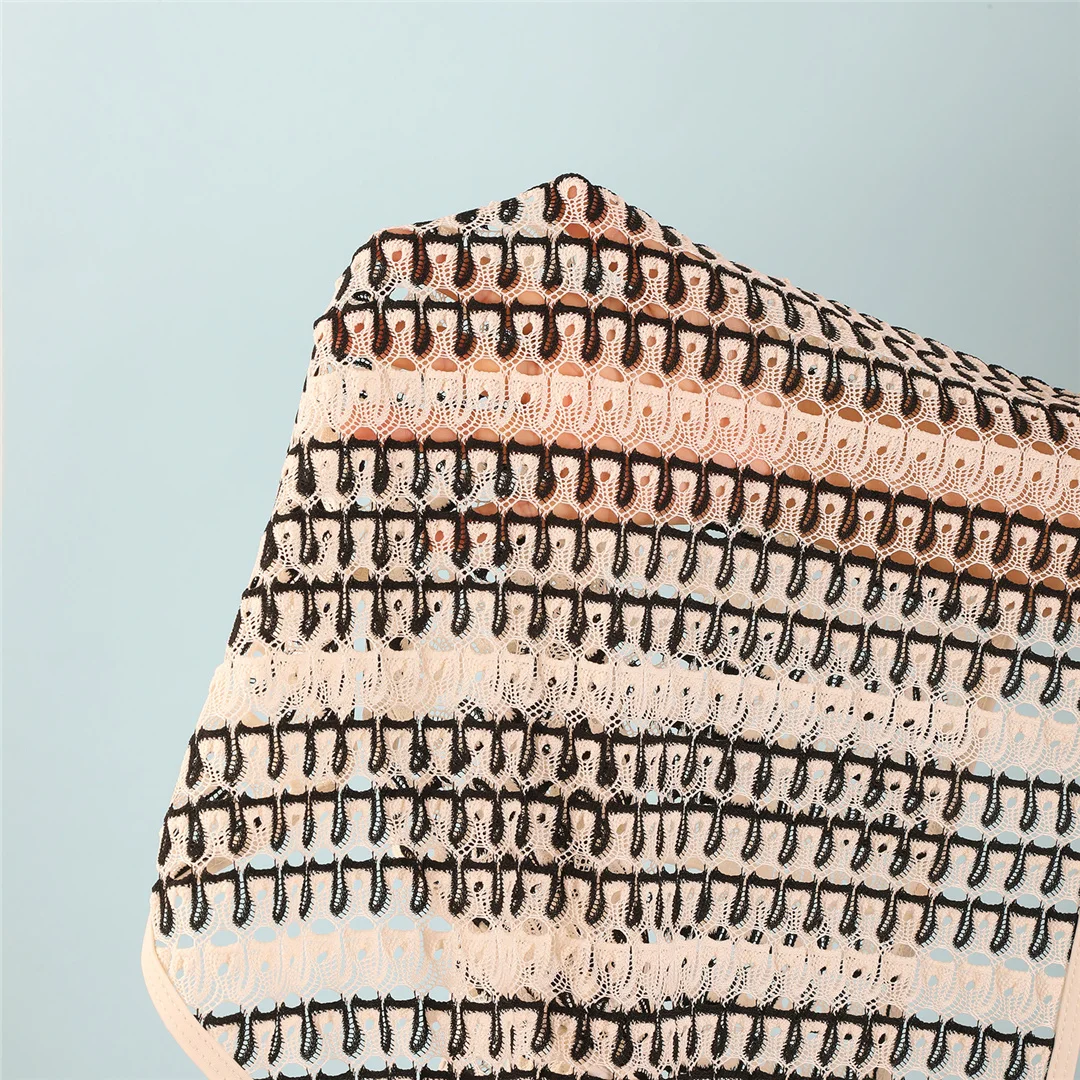Mit Sarong-Halter, farbenfrohem Bikini, Damen-Badebekleidung, dreiteiligem Bikini-Set, gepolstertem Badeanzug, Badeanzug, Schwimmbekleidung V7597 – Detail 12