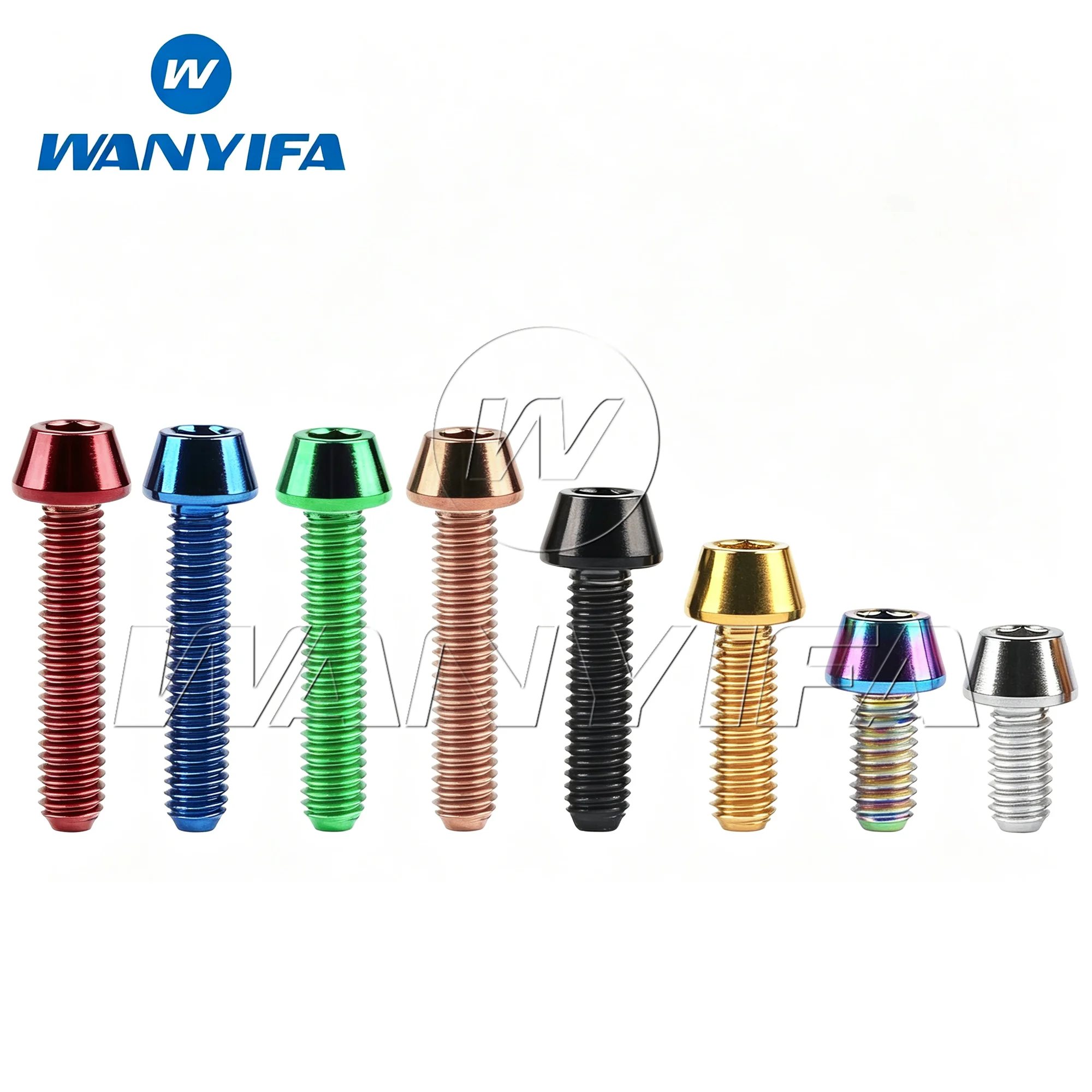 Wanyifa Titanium Bolt M4x8 10 12 15 20mm Hex Taper Head Ti Screws for Bicycle