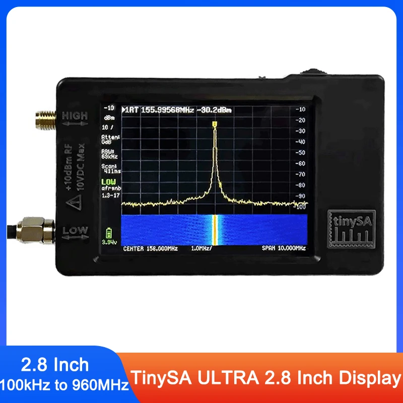 Original tinySA ULTRA 100kHz to 960MHz Hand Held Tiny Spectrum Analyzer 2.8 Inch TFT Display with Battery