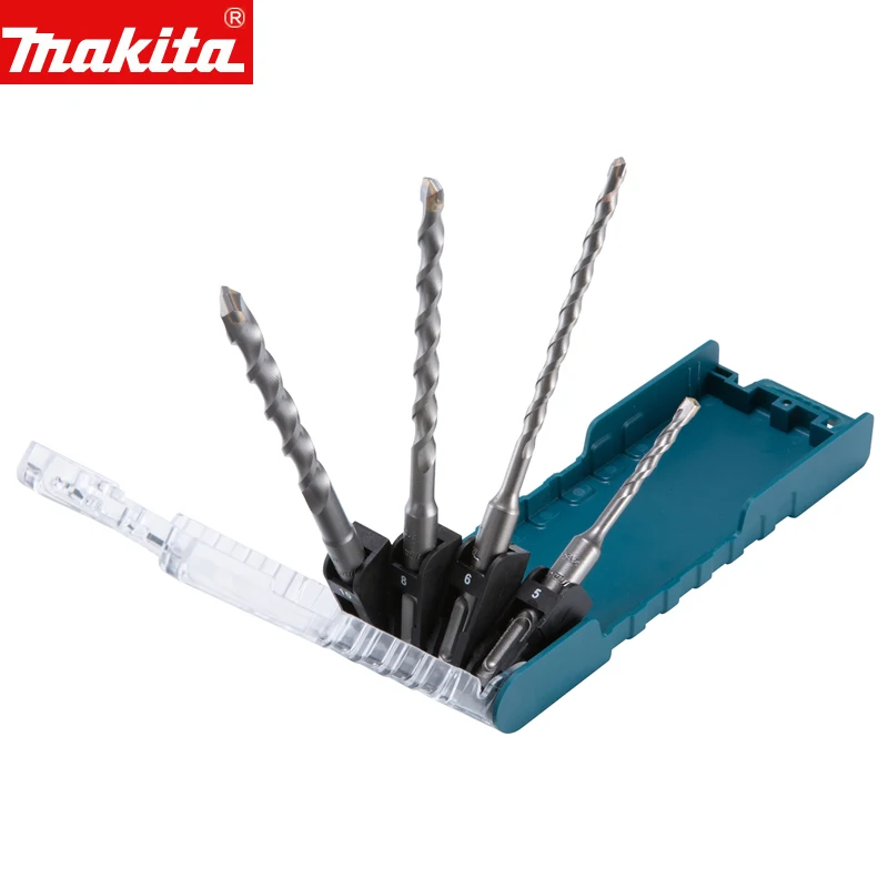 Makita D-74136 SDS-PLUS 2-Cut Blade Drill Set 4Pcs Carbide Drill Bit Head for Masonry Concrete 5*110mm 6*160mm 8*160mm 10*160 mm