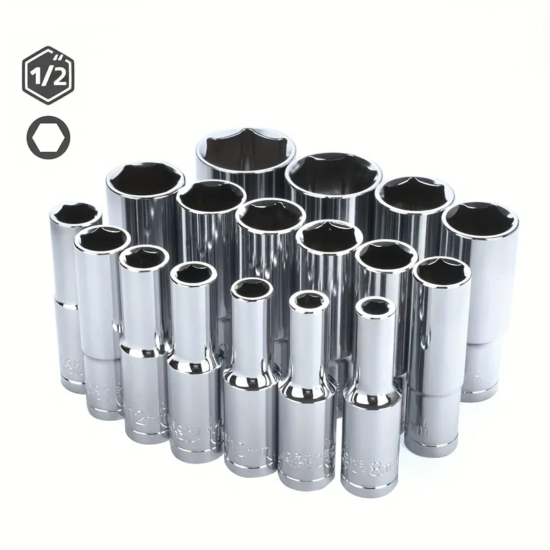 رأس مقبس طويل 1/2 بوصة، عمود ممتد لعزم دوران أكبر، فولاذ كروم فاناديوم CR-V مزورة لمقاومة التآكل