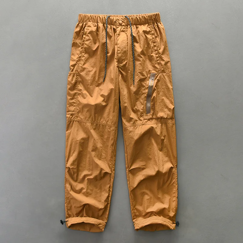 

Men's Quick Drying Baggy Joggers Loose Wide Leg Cargo Pants Casual Black Khaki Tracksuits with Double Waist