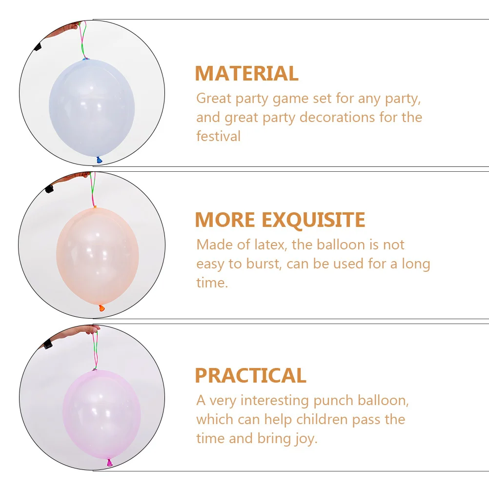 

50Pcs Latex Punching Ball Elastic Slap Ball Random Punch Balloons Kids Game Supply Punching Balloon