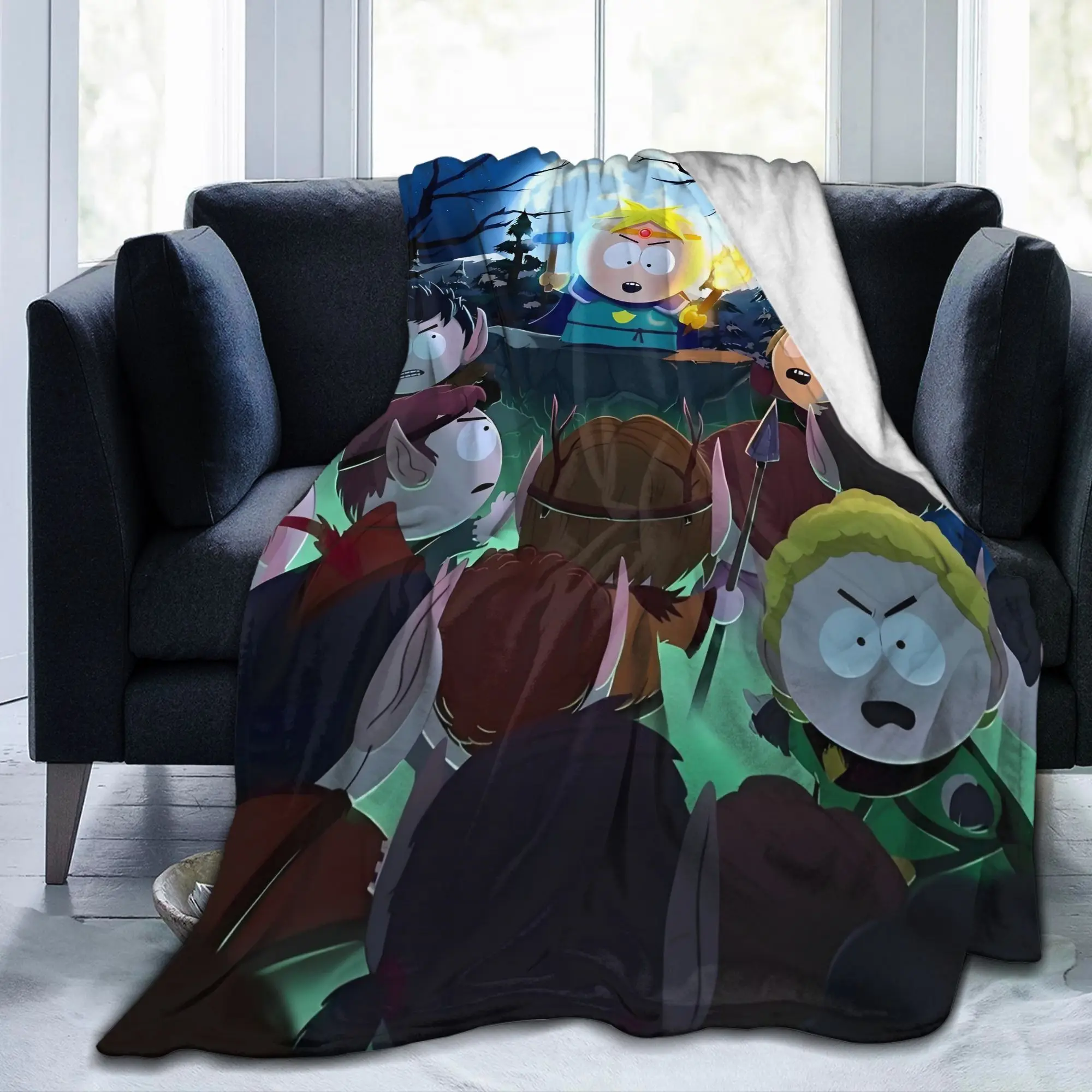 Custom Anime Movie South Park Blankets Warm Flannel Stick of Truth Throw Blanket for Sofa Bedroom Bedding