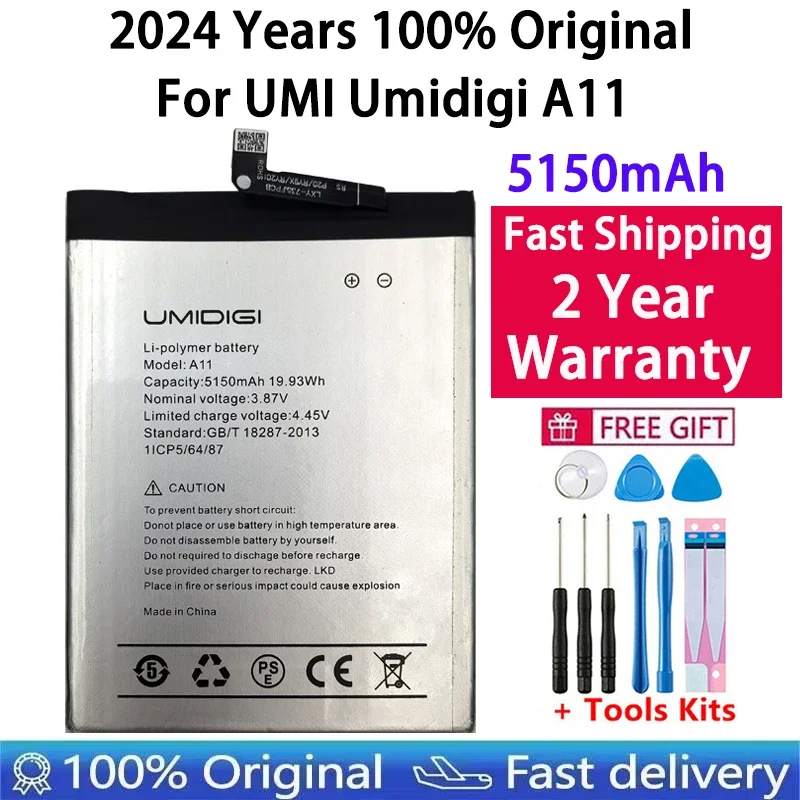 

2024 Years UMI Original Battery For Umidigi A11 A11S 5150mAh Phone Replacement Battery Bateria Fast Shipping Tracking Number