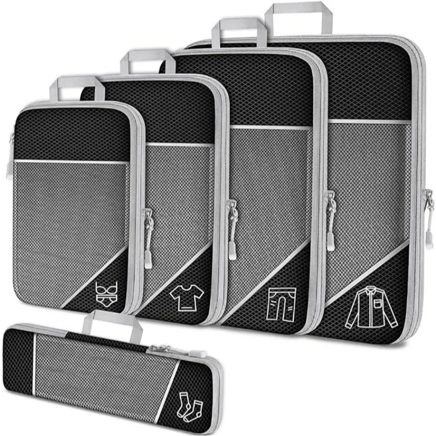 

Compression Packing Cube Set Expandable Mesh Travel Bag Luggage Organizers Bag for Trip Home Storage Travel Gear Accessories