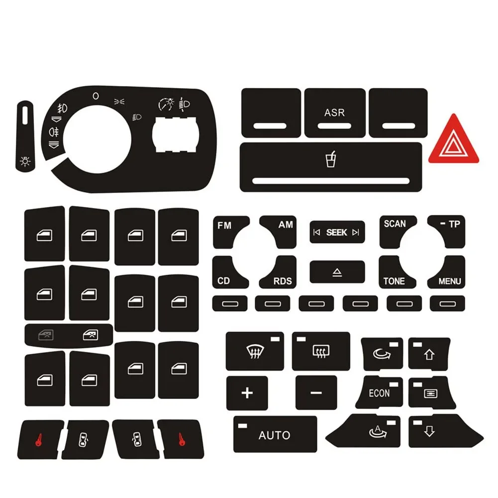 

1set Button Repair Decal Sticker For A3 8P 2004-2008 Button Repair Worn Knob Switch Vinyl Push Black Automobiles Accessories