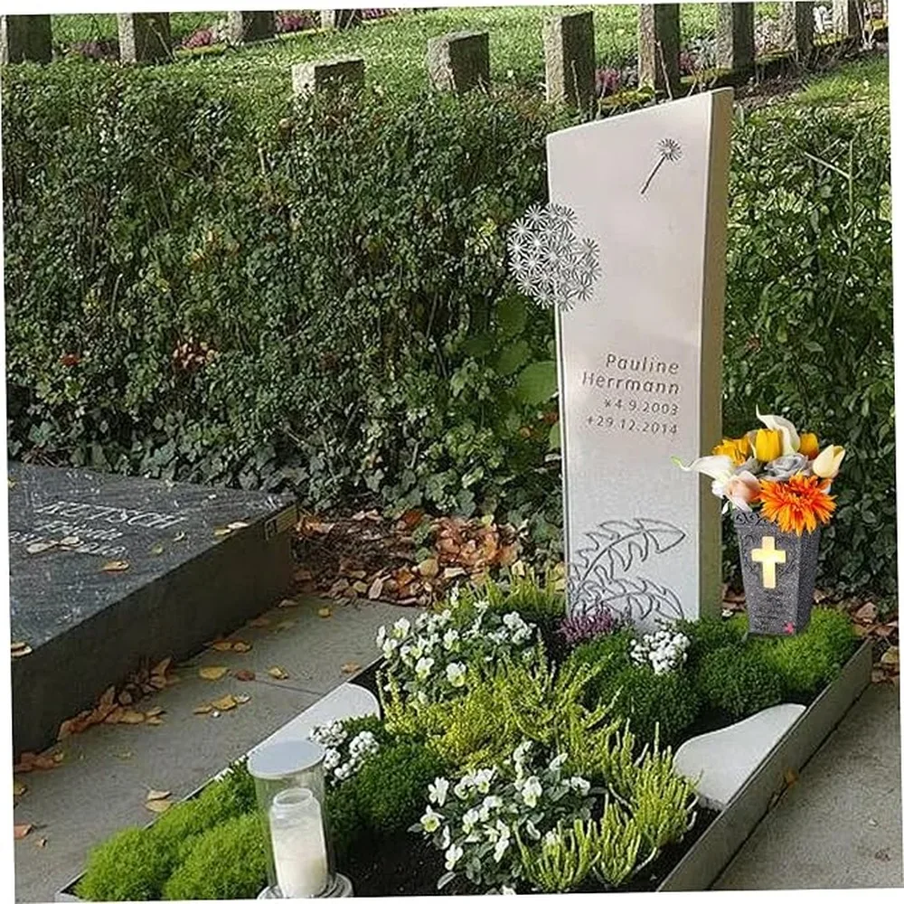 Cemetery Vases For Grave Cross For Cemetery Grave Crafted Flower Holder Durable Outdoor Onto