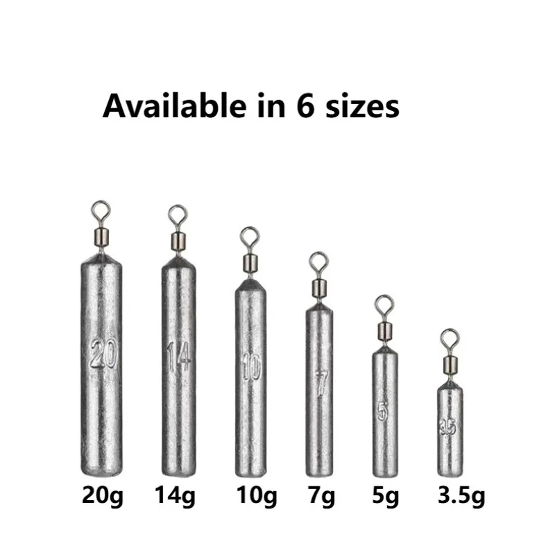 15PCS/Lot Drop Shot Sinkers 3.5g/5g/7g/10g/14g/20g Cylindrical Tube Plumb Pendant Metal Jig Sea Tackle Kit Fishing Accessories