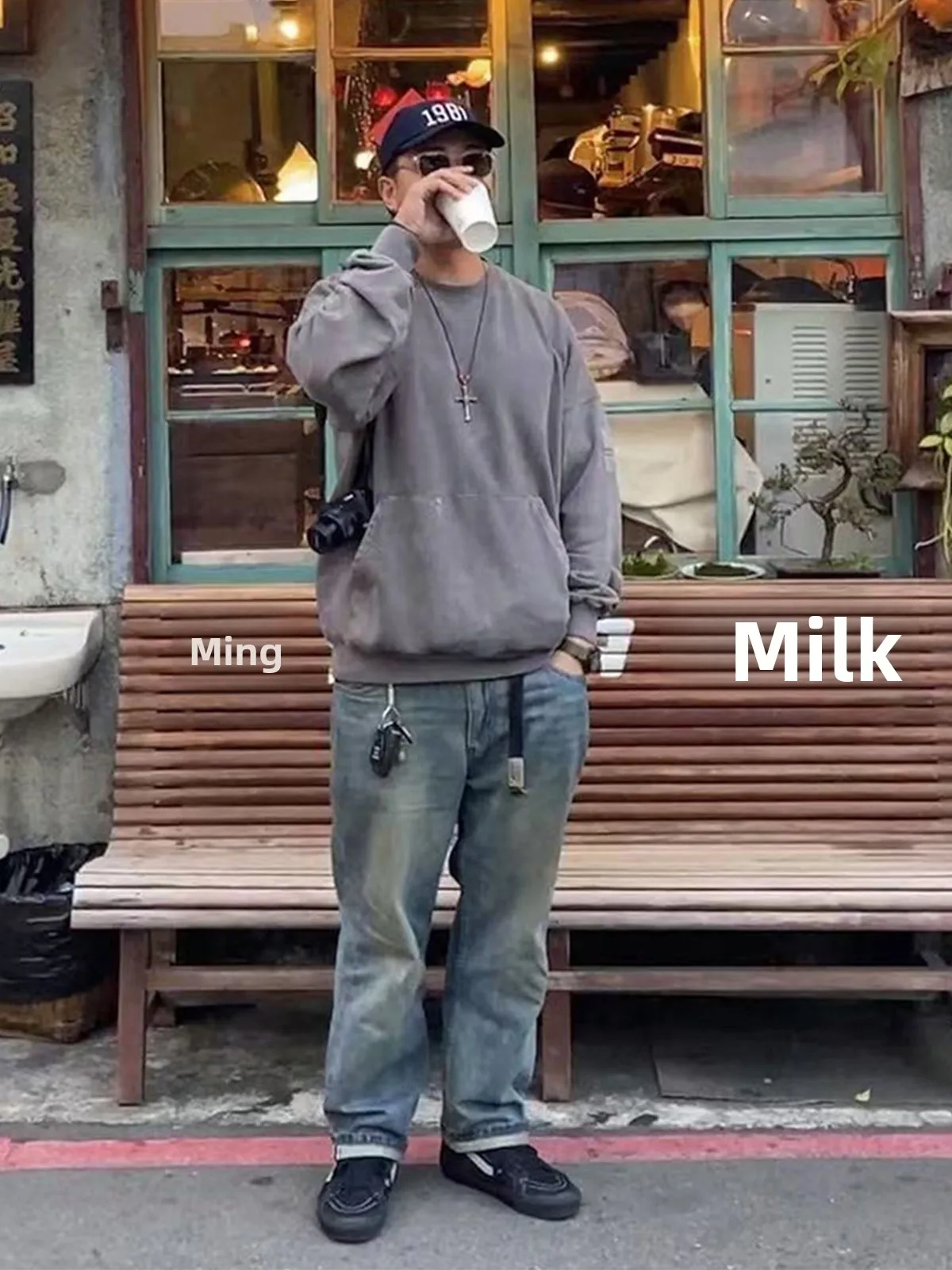 

High Quali Japanese Sle Watered down Vintage Railway King Loose Straight Leg Men's Jeans Casual Breathable Cotton Denim