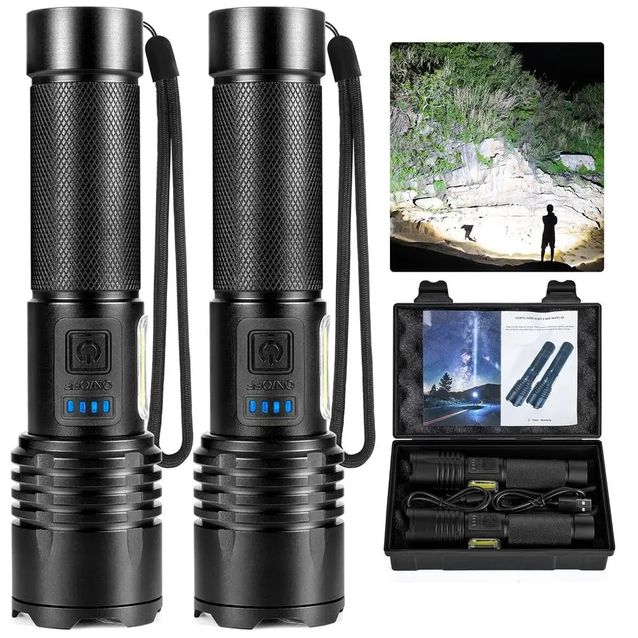

Фонарики с высокой светоотдачей, перезаряжаемые, сверхъяркий светодиодный фонарь 90000 люмен, 7 режимов, самый мощный фонарь с COB-подсветкой