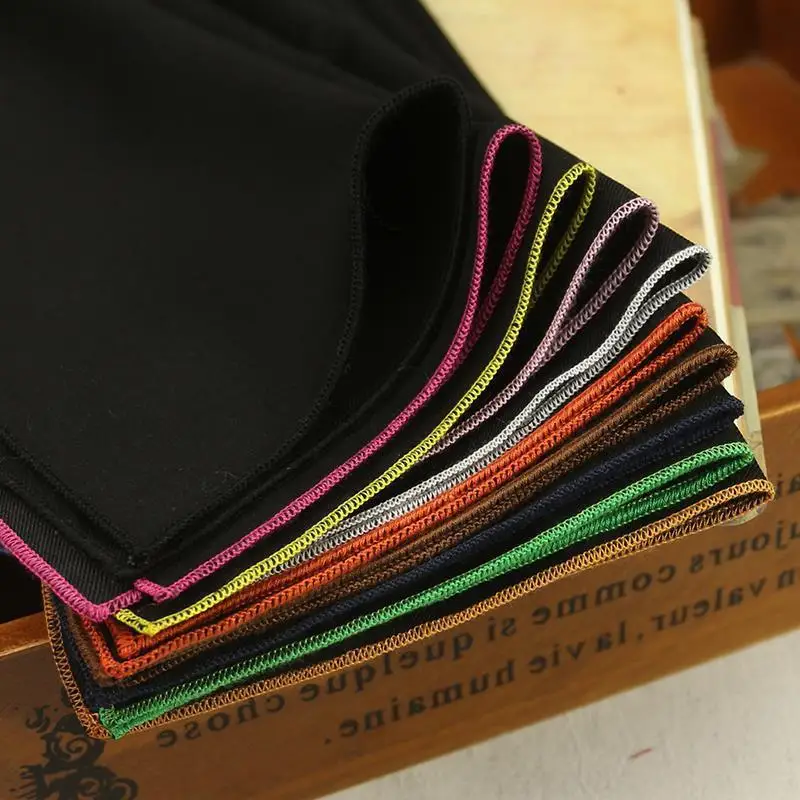 Men's Pocket Square Solid Black Handkerchief Casual Scarf Formal Dress Chest Towel Business Suit Accessories Wedding Party Hanky