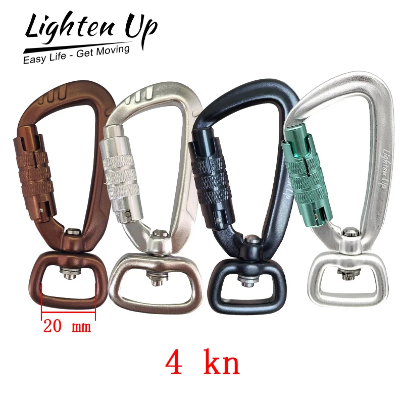 4KN Aluminum Oxide Carabiner Automatic Lock Swivel Mountaineering Buckle Snap Hook for Backpack Outdoor Climbing Equipment