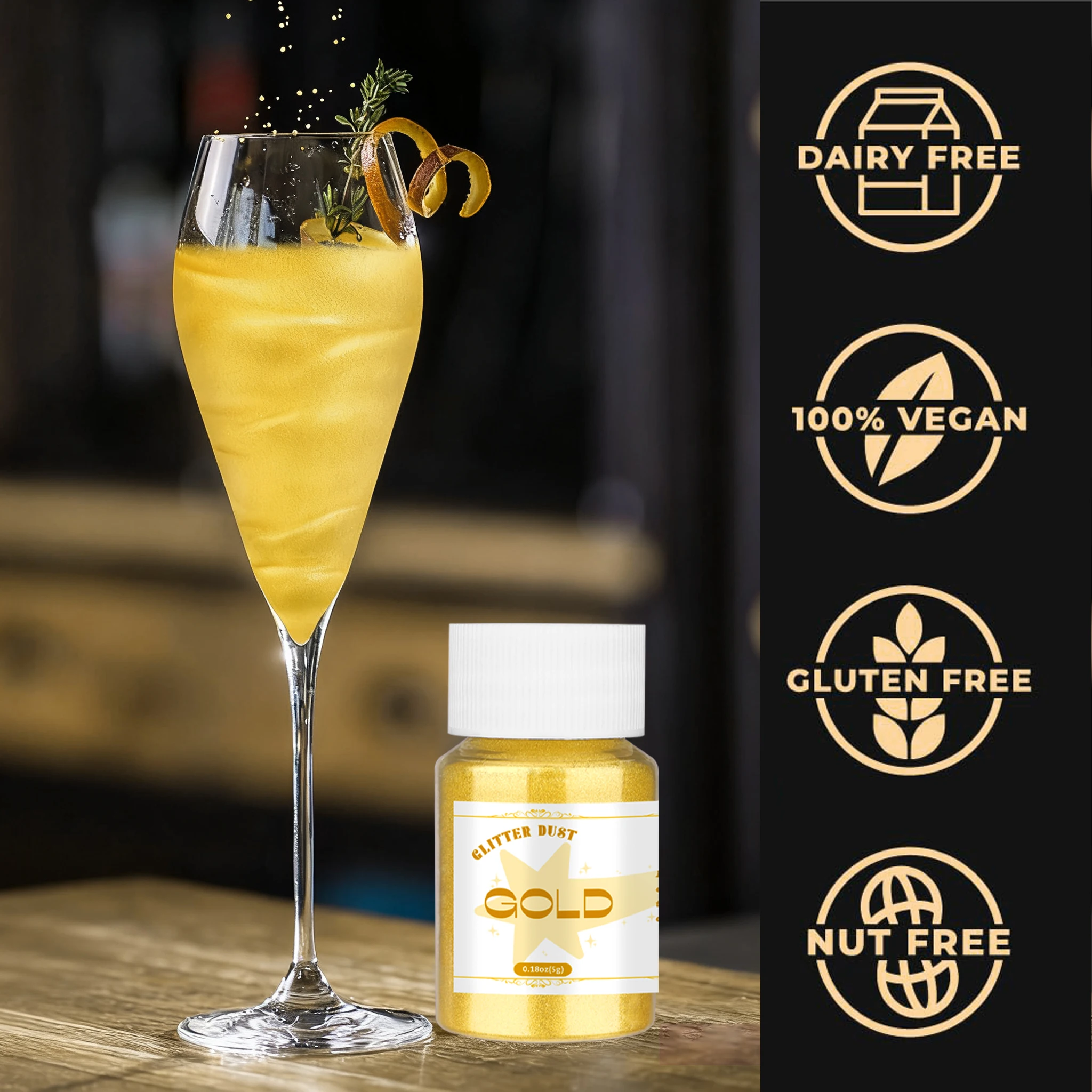 Glitzerpulver, Glitzer für Getränke, Zubehör zum Dekorieren von Keksen, Cocktails, Kuchendekoration, Backen, Schokoladen, Süßigkeiten-Geburtstagstoppers – Detail 4