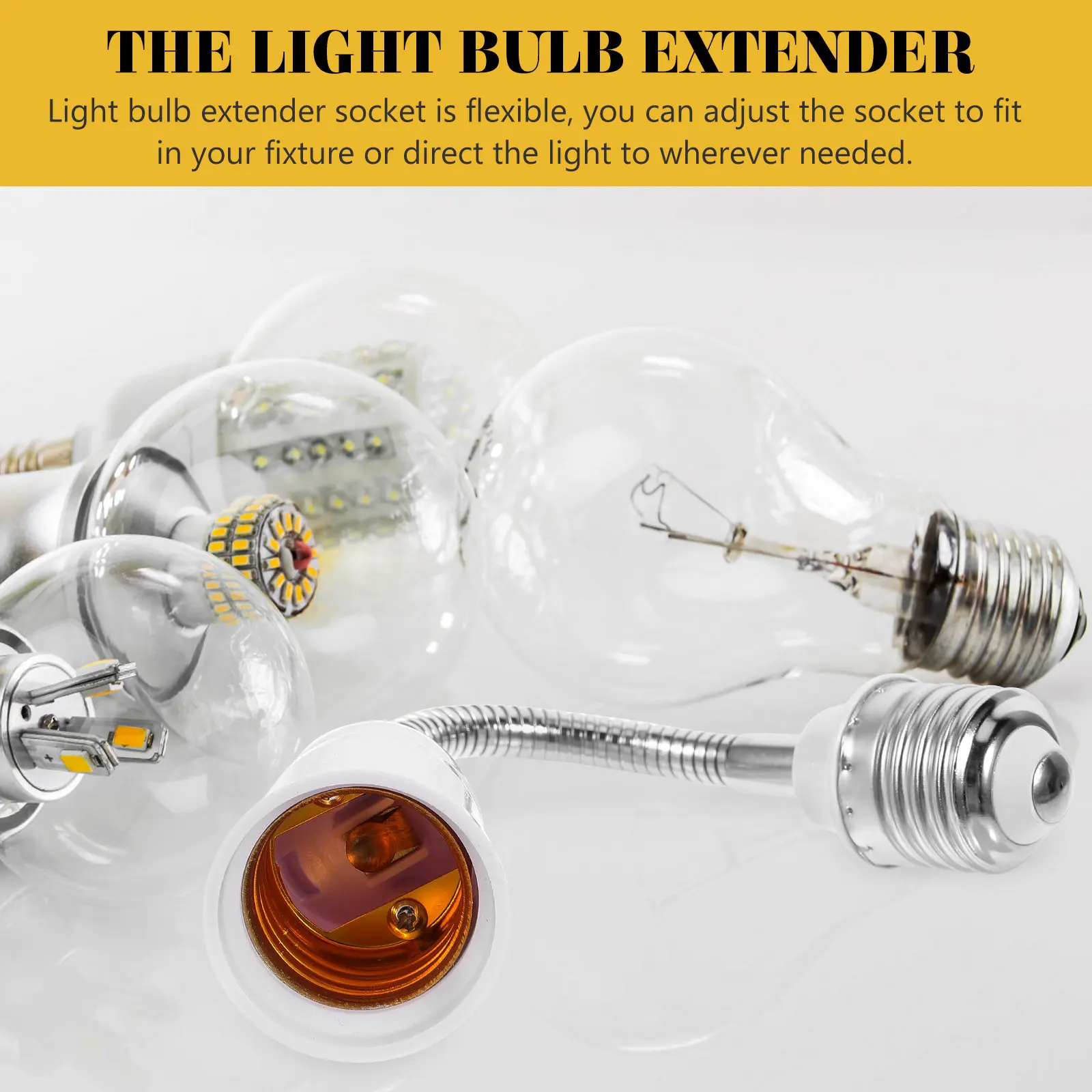

E27 Light Bulb Extension Socket Sturdy Pc Material Flexible Light Base Adapter for Workshop Garage Basement E27 Socket Converter