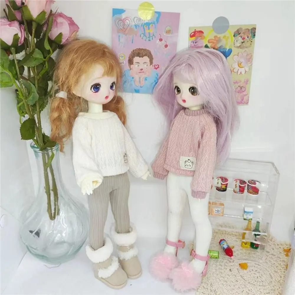 Poupée faite à la main, pull tricoté d'hiver, Leggings mignons, pantalons, chaussures, accessoires de bricolage, bottes de neige, vêtements pour poupée 1/6 BJD 30cm