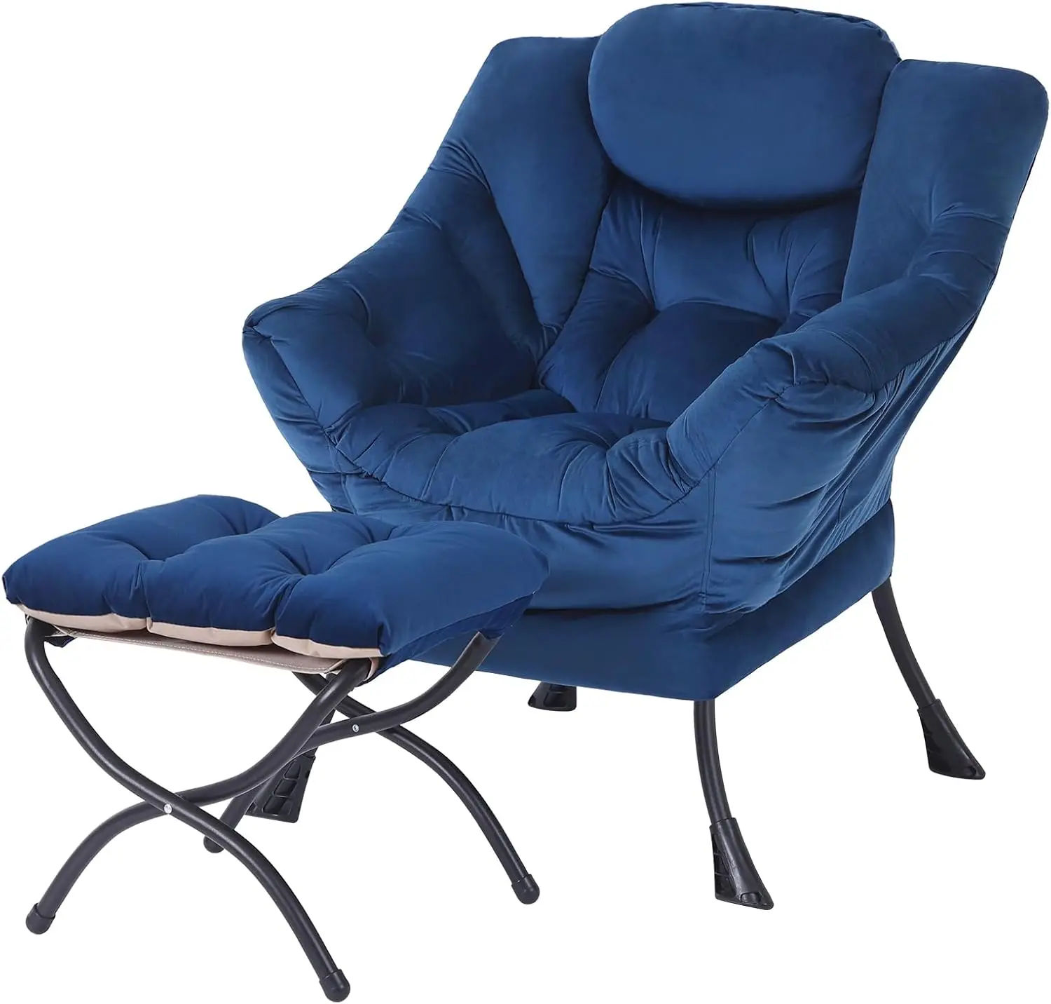 

Lazy Chair With Ottoman, Modern Accent Chair Contemporary Lounge Leisure Upholstered Sofa Chair Set With Armrests, Reading